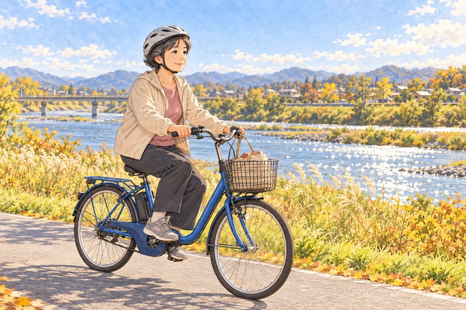 母が買った、青い自転車のイメージ