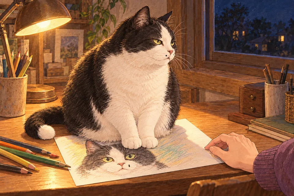 猫の似顔絵は、似ていないのイメージ