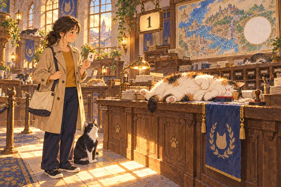 猫の市役所は、昼寝中のイメージ